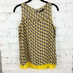 Rag & Bone Yellow Silk Geometric Cutout Tank Top Sleeveless Blouse XS